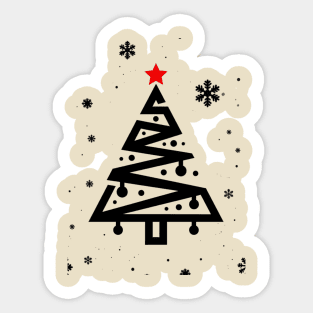 Minimalist Geometric Christmas Tree - Modern Line Art Sticker